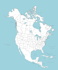 north america vector map with countries