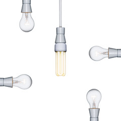 An energy saving light bulb contra four incandescent light bulbs