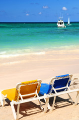 Poster - Chairs on sandy tropical beach