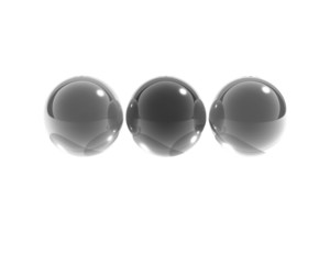 Wall Mural - 3 black glass spheres