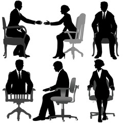 Wall Mural - Business Men & Business Women Sit in Office Chairs