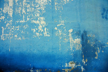 Old Wall With Cracked Blue Paint In Different Shades 1