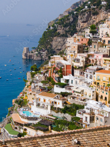 Board z aluminiowym obramowaniem Wioska i wybrzeże positano
