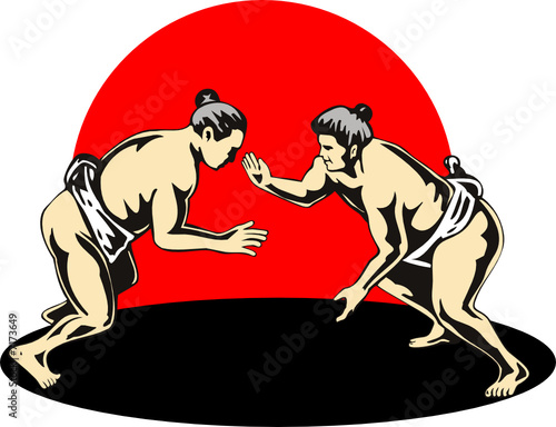 Dekoracja na wymiar  walczacy-zapasnicy-sumo