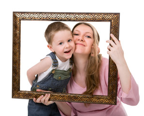 Wall Mural - Mother and son portrait