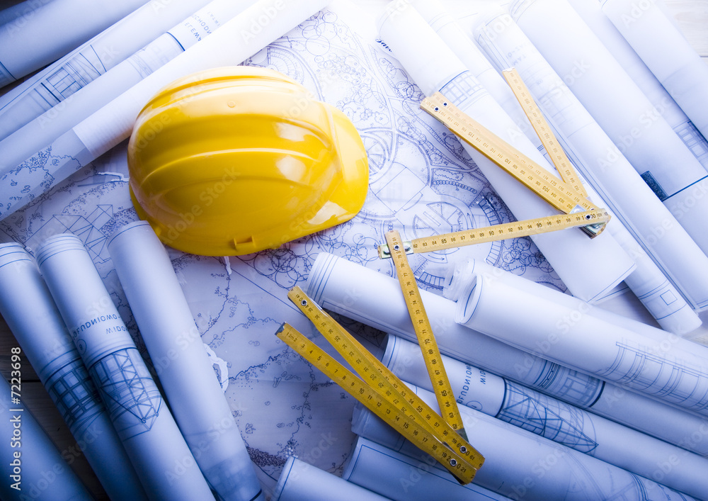 Architectural project & Blueprints Stock Photo | Adobe Stock