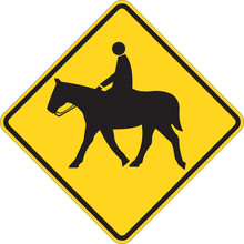 Horse Warning Sign On White