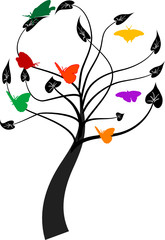 Wall Mural - Vector tree with butterfly