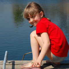 pretty girl near water