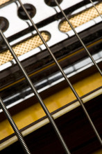 Detail Of Bridge & Strings On An Electric Guitar