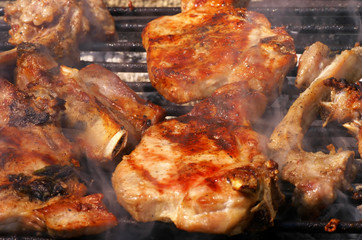 grilled chops and steaks