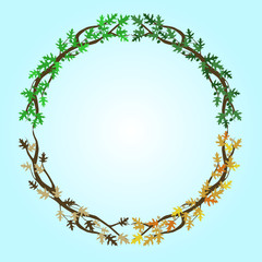 Wall Mural - vector frame of oak leaves - all seasons