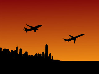 Wall Mural - planes departing Hong Kong