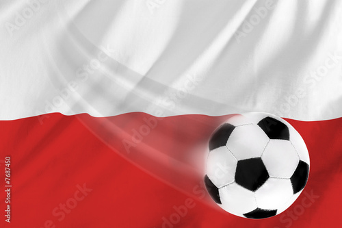 Plakat na papierze fotorealistycznym Piłka nożna i flaga polski