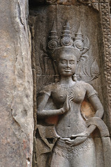 Wall Mural - Cambodia Angkor Chau Say Tevoda temple bas reliefs