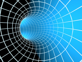 Wall Mural - Blue abstract 3d tunnel from a grid