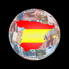Wall Mural - Spanish map flag on euros
