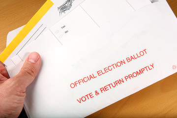 Wall Mural - Man opening mail in ballot