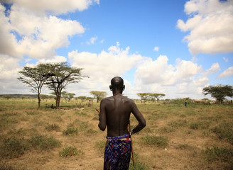 Wall Mural - the chief of samburu village