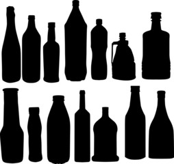 Wall Mural - bottles silhouettes collection