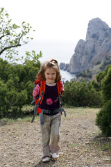 smiling little hiker