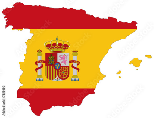 carte et drapeau espagne - Acheter ce vecteur libre de droit et