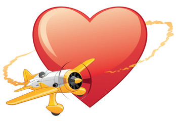 Plane on the heart background