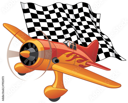 Jalousie-Rollo - Sport plane with the checkered flag (von Kharlamova)