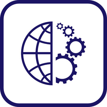 Vector globe and gear icon. Simply change.