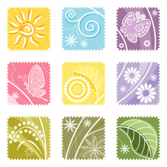 Poster - Nine in One floral label, vector illustration layers file.