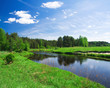 beautiful summer landscape. river and meadow
