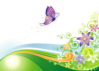 Aufkleber - Butterfly Floral design, vector illustration layers file.
