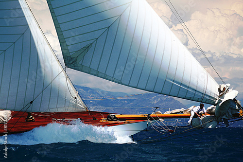 Fotografie, Obraz voilier bateau régate port mer méditerranée côte d'azur provence
