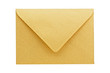 Golden envelope on white background, close up, studio shot.