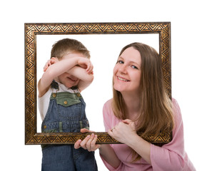 Wall Mural - Mother and son portrait