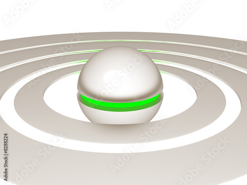 abstract metallic ball with green core