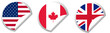 USA, UK, Canada flag stickers
