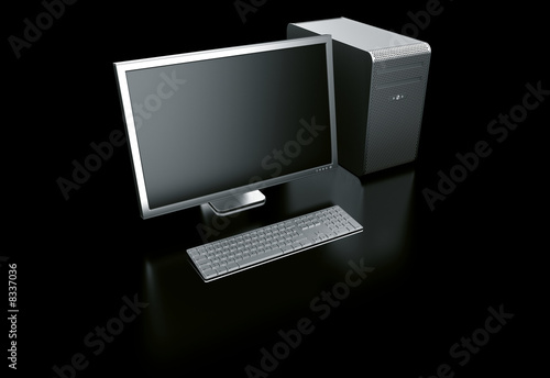 stylish computer on black b...