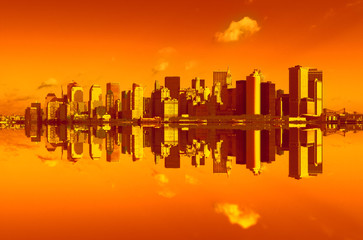 Poster - panorama of manhattan in sunset light, new york