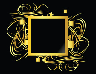 Sticker - Gold black square element