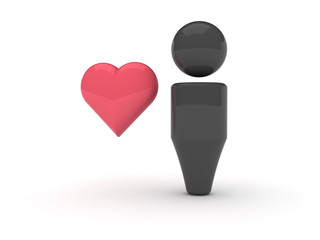 Wall Mural - 3d web icon - Favourites (Heart version)