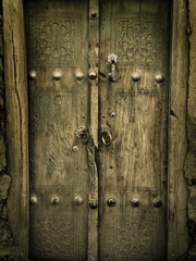 Sticker - close-up image of ancient doors