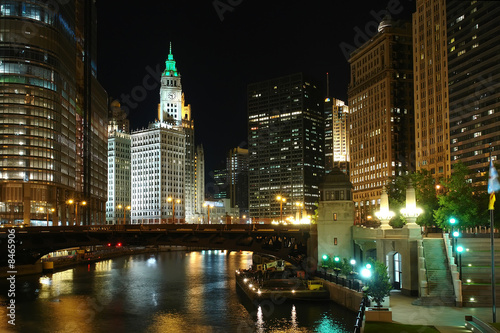 Plakat na papierze fotorealistycznym Chicago w nocy, il, usa, 2007