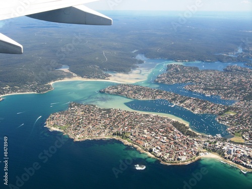Obraz na płótnie canvas trzyczęściowy "tryptyk" Panorama Sydney, widok z lotu ptaka