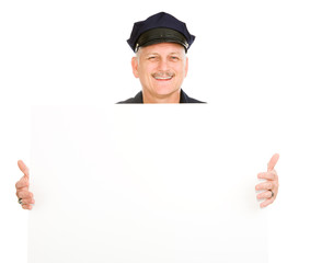 Wall Mural - Police Officer Holding Sign