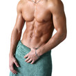 © Vladimir Wrangel - Wet Muscular Torso Wrapped in Towel