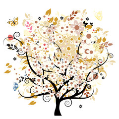 Aufkleber - Bautiful floral tree