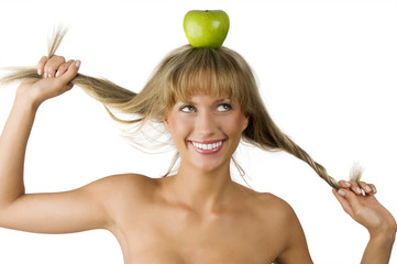 green apple and pulling hair