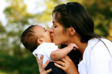 mother & infant baby in the park