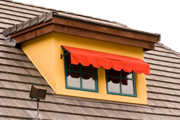 Canvas Print - Red Awning on Gold Dormer